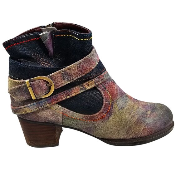 L'Artiste by Sprink Step Womens 36 Shazzam Leather Boot Navy Multi - Picture 4 of 16